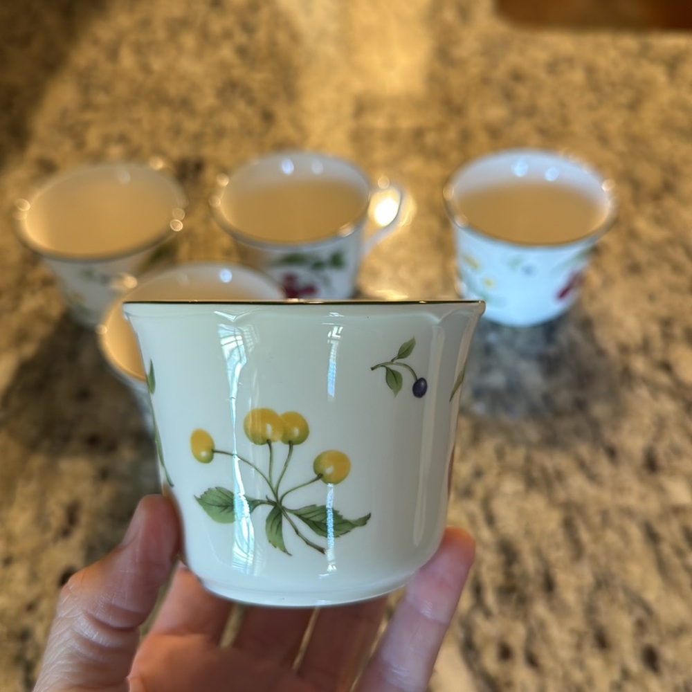 Noritake Gala Cuisine Cup Set of 5 Fruit Parfait Coffee Tea 7919 Vtg 1990s - Picture 4 of 7